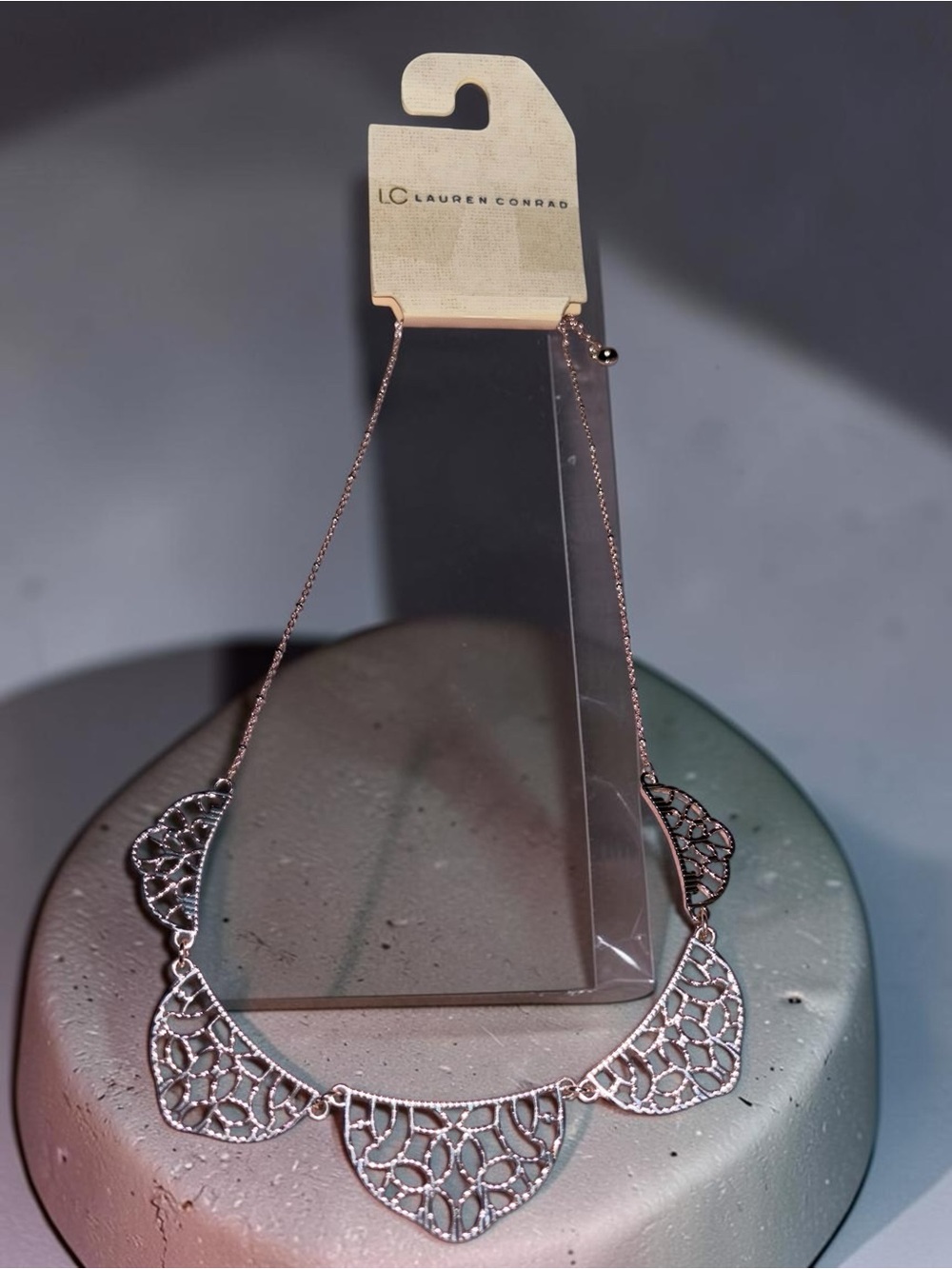 LC Lauren Conrad Silver Tone Filigree Statement Necklace